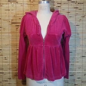 Blu Chic Velvety Puff Sleeve Hoody Medium